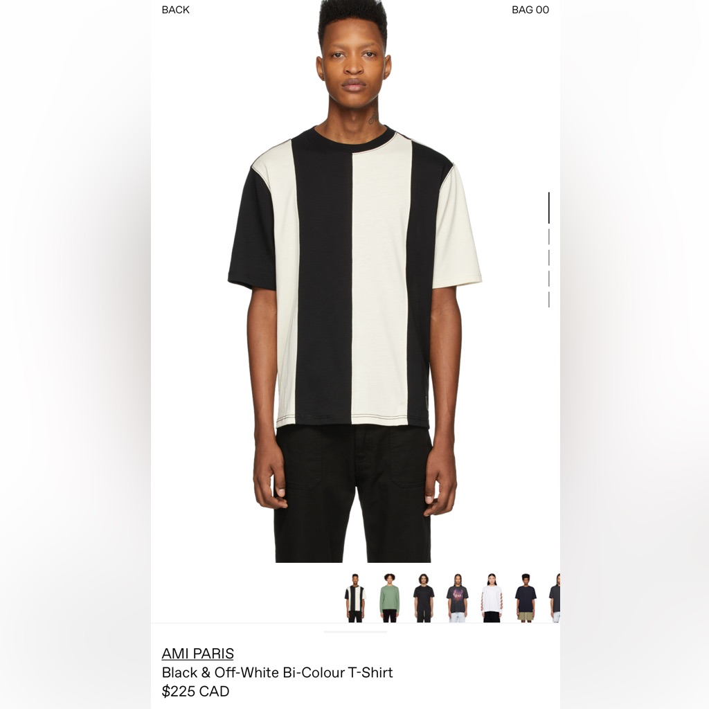 Ami Paris Black & Off-White Bi-Colour T-Shirt